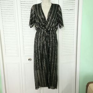 All in Favor silver threading black dress sz medium